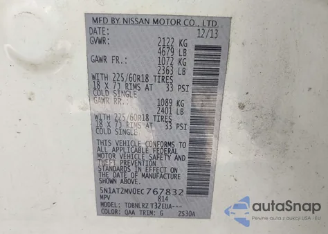 2014 Nissan Rogue Sl из США, поврежденный, VIN 5N1AT2MV0EC767832